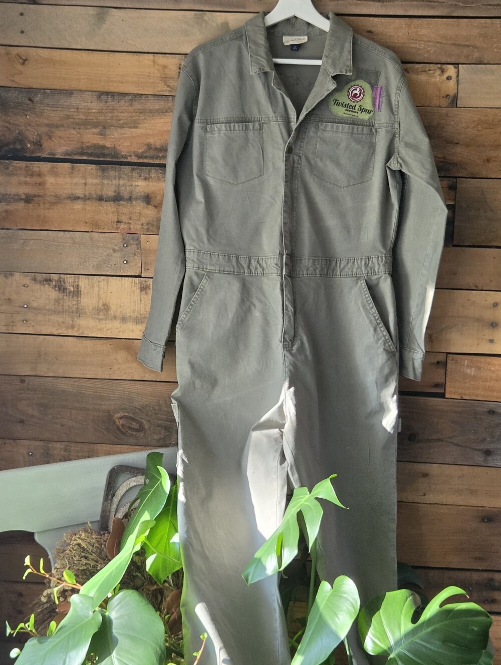 Upcycled Olive Green Utility Jumpsuit Jacket -